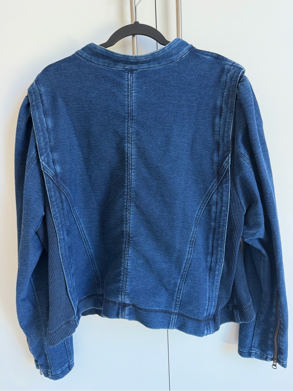 Anthropologie Pilcro Denim Moto Jacket 3X Indigo Blue Stretch Zip Plus Size - Picture 3 of 12